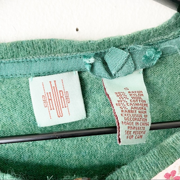HWR Anthropologie Ribbon Detailed Cardigan Sweater in Vibrant Emerald Green - Picture 3 of 5